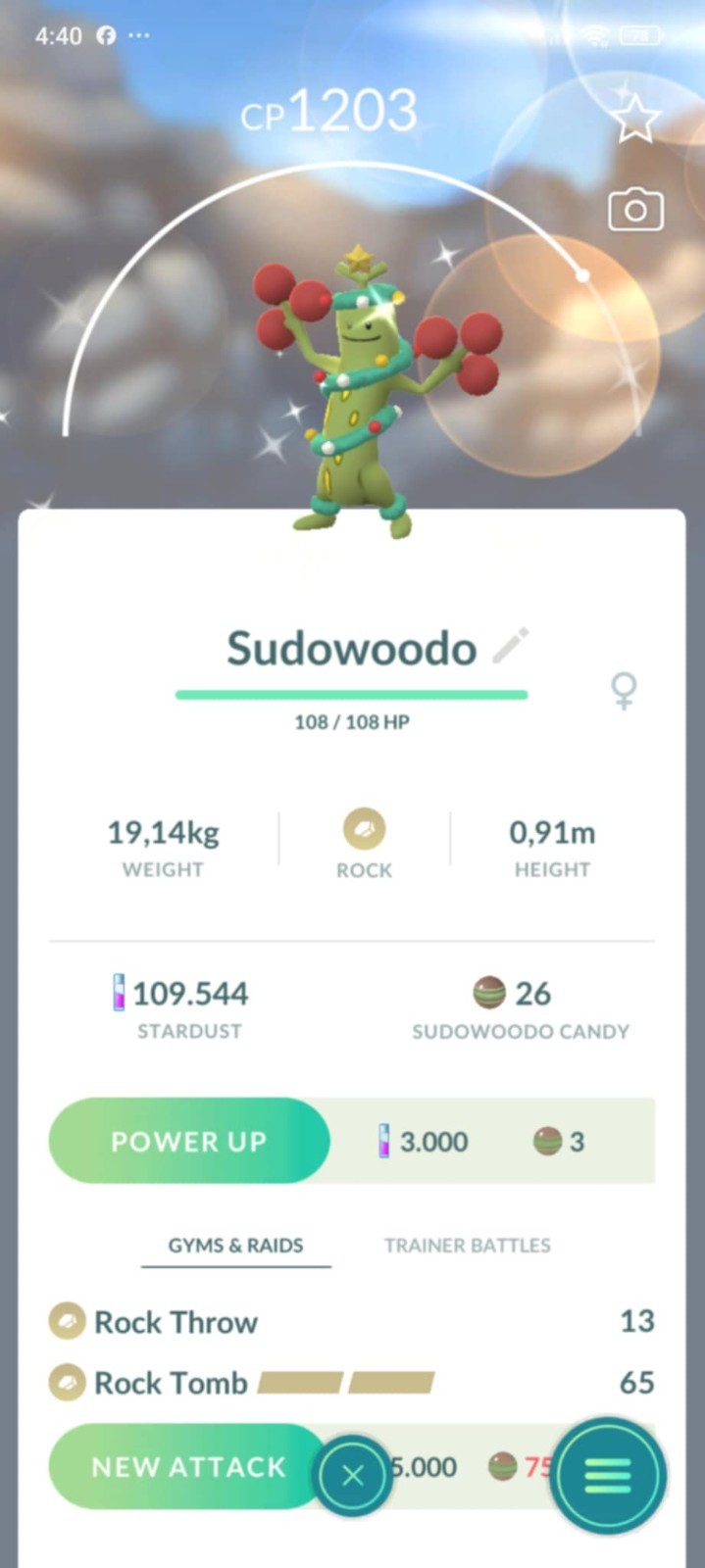 ✨ Shiny Sudowoodo Wearing Winter Attire Holiday 2025 ✨ -  P T C - Description