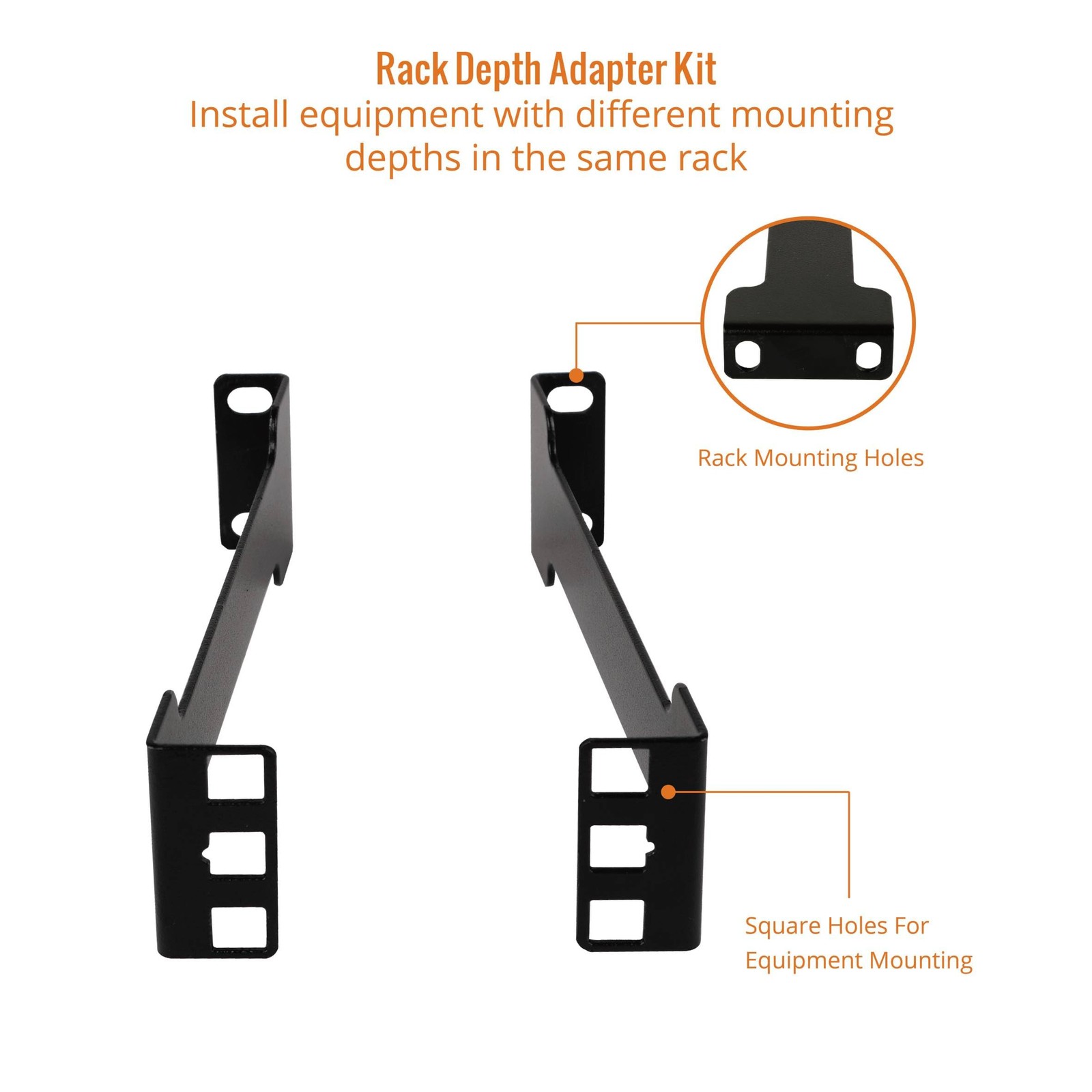 1U Server Rack Depth Extender 6 Inch Recessed Adapter Network Rack Extender