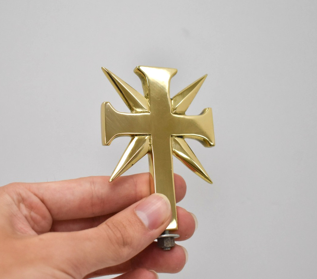 Solid Brass Cross Finial For Tabernacle, Top Ornament Decoration w/Post (#430)