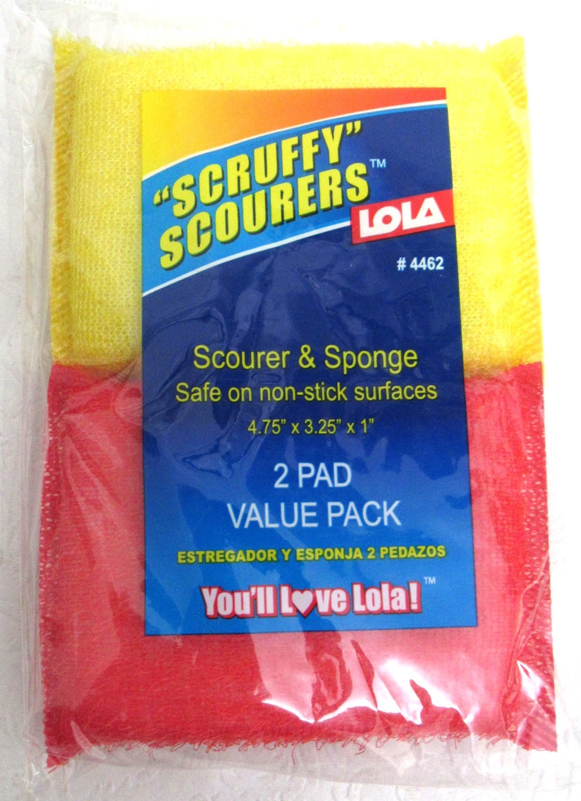 Lola Scruffy Scourers Sponges 2 Pack 4.75" x 3.25" x 1" New
