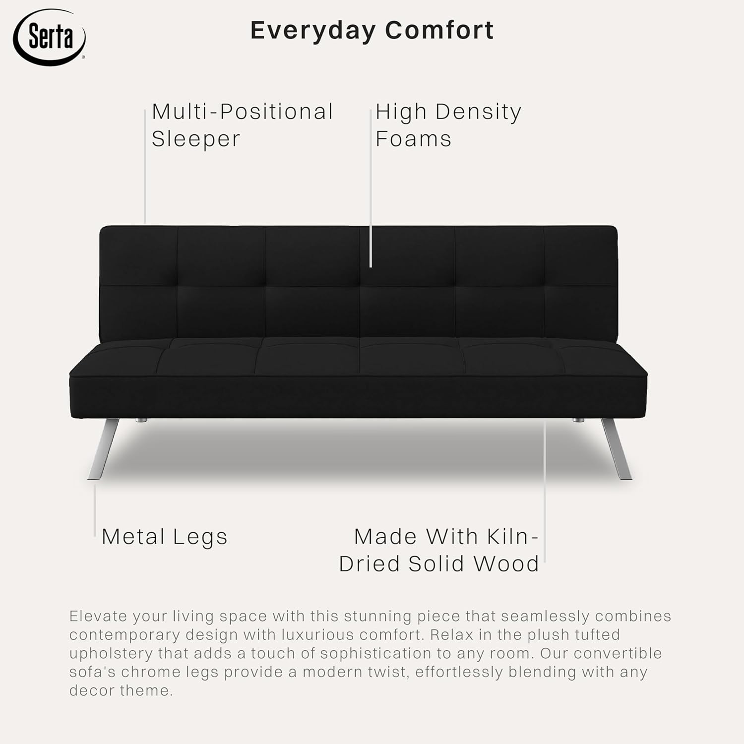 Rane Futon Sofa Bed 66.1" 3-in-1 Convertible Couch Sleeper Small Spaces Tufted