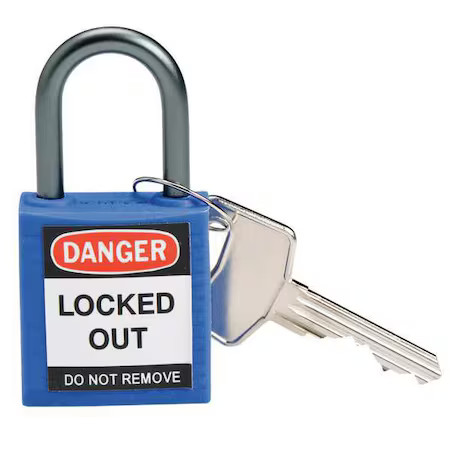 Brady 143156 Lockout Padlock, Keyed Different, Nylon, Blue, 1 In Shackle