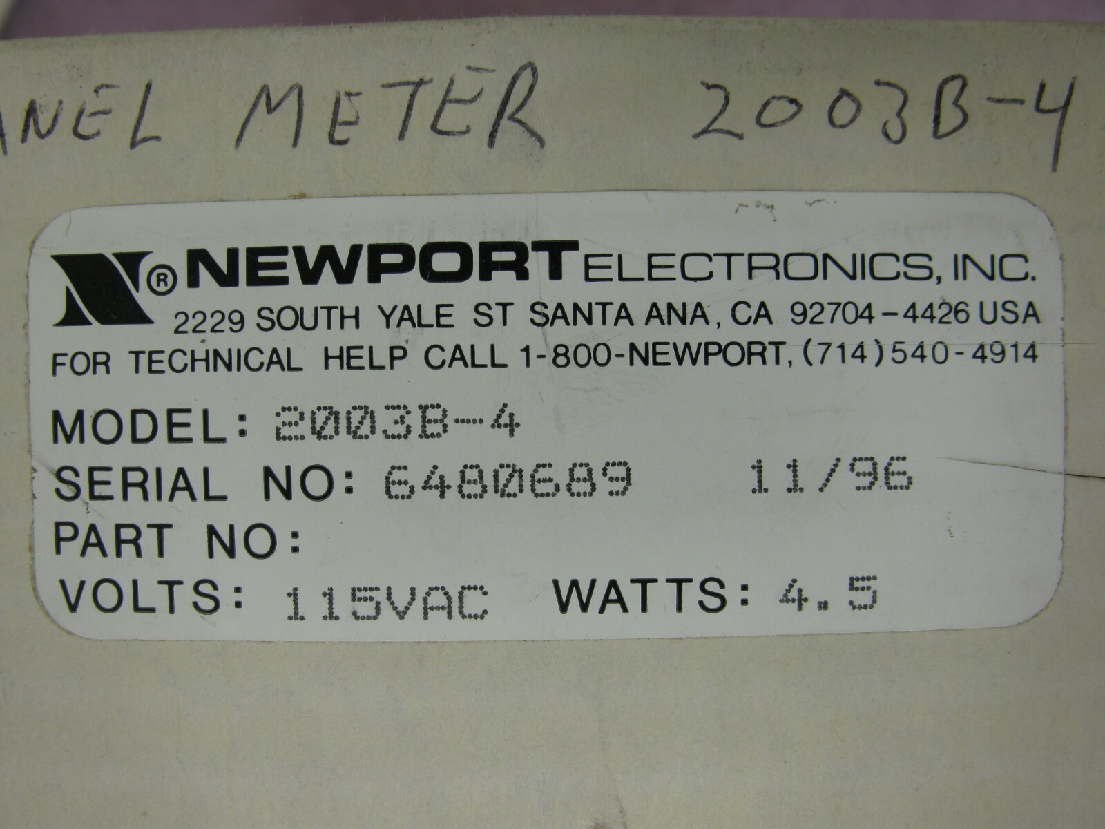*NEW* Newport 2003B-4 D1 Digital Panel Voltmeter