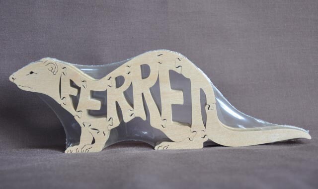 Ferret Standing Wood Puzzle Amish Made Animal Toy  USA Figurine Art Gift