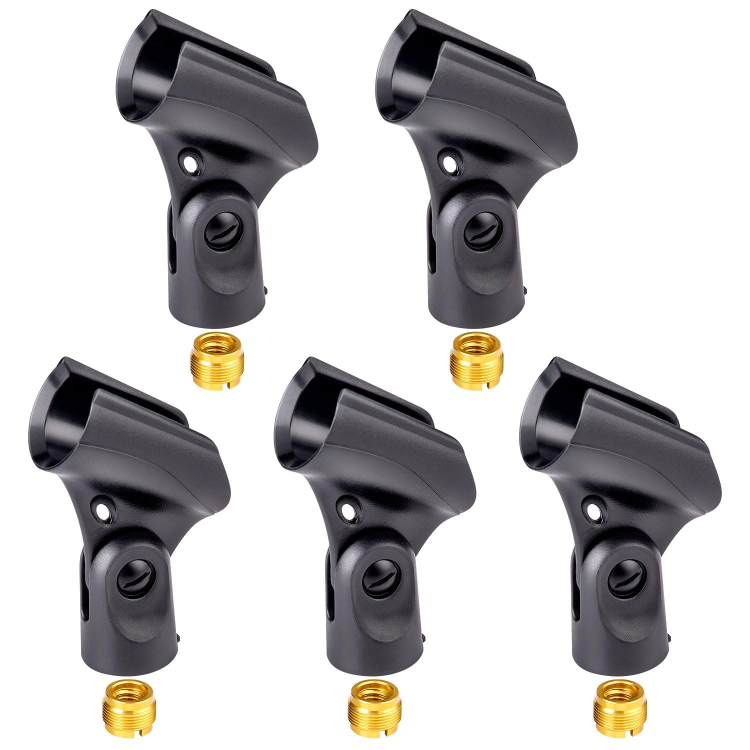 5 Pack Mic Clips For Stand, Universal Microphone 5/8" to 3/8"-5PCS, Black