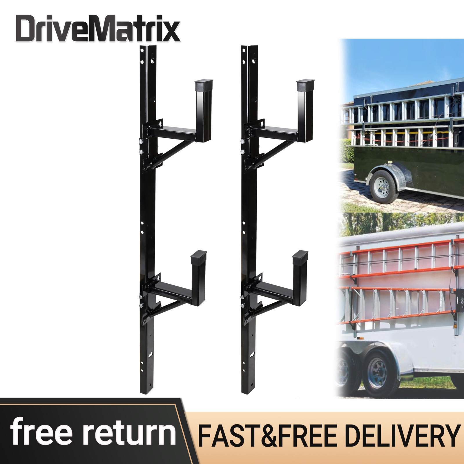 Adjustable Trailer Side Ladder Rack for Enclosed Trailers Exterior Wall Mount