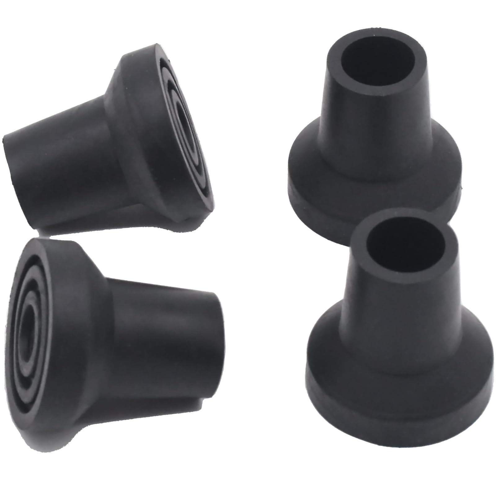 4-Pack Walking Cane Tips 1/2", 3/4", 7/8" Heavy Duty Non-Slip Rubber Crutch Feet