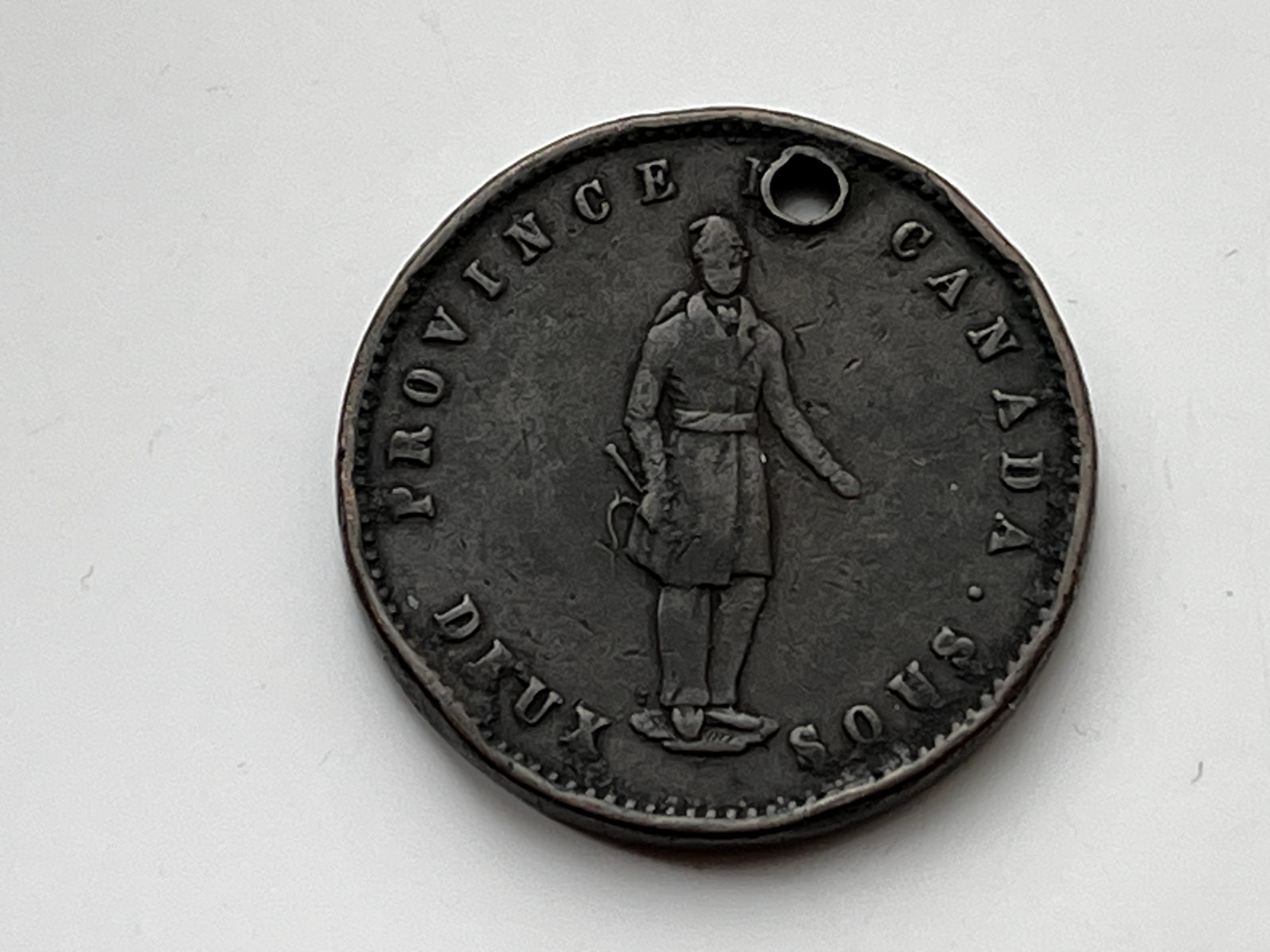Canadian Province 1852 One Penny Quebec Bank Token Holed