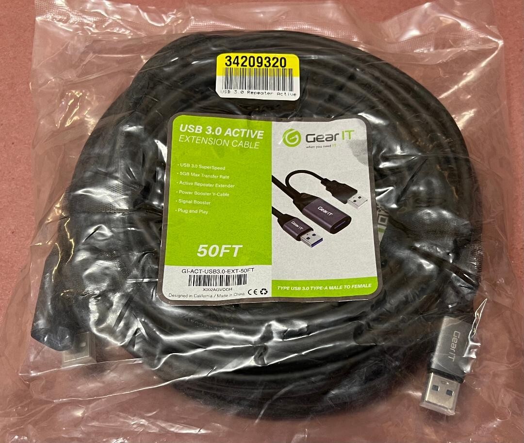 GearIT USB 3.0 Active Extension Cable 50' A Male to A Female with Signal Booster