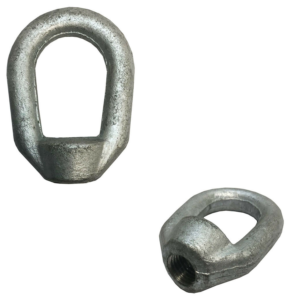 2Pc 3/8" Hot-Dipped Galvanized Eye Nut 1/2"-13 Tap, 2250 lb WLL Rigging Hardware