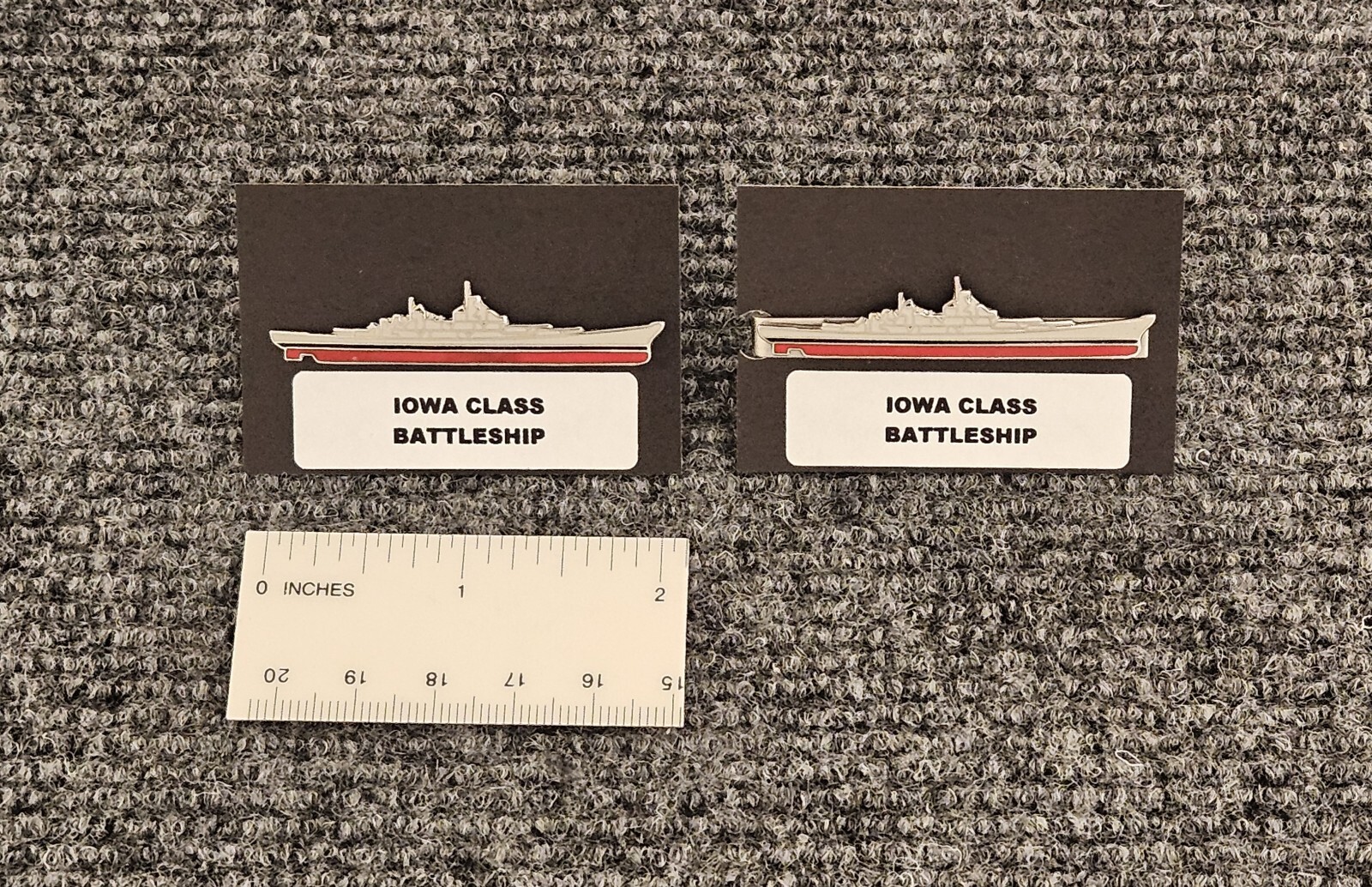 US NAVY, USS IOWA CLASS BATTLESHIP LAPEL PIN & TIE BAR - MISSOURI, WISCONSIN