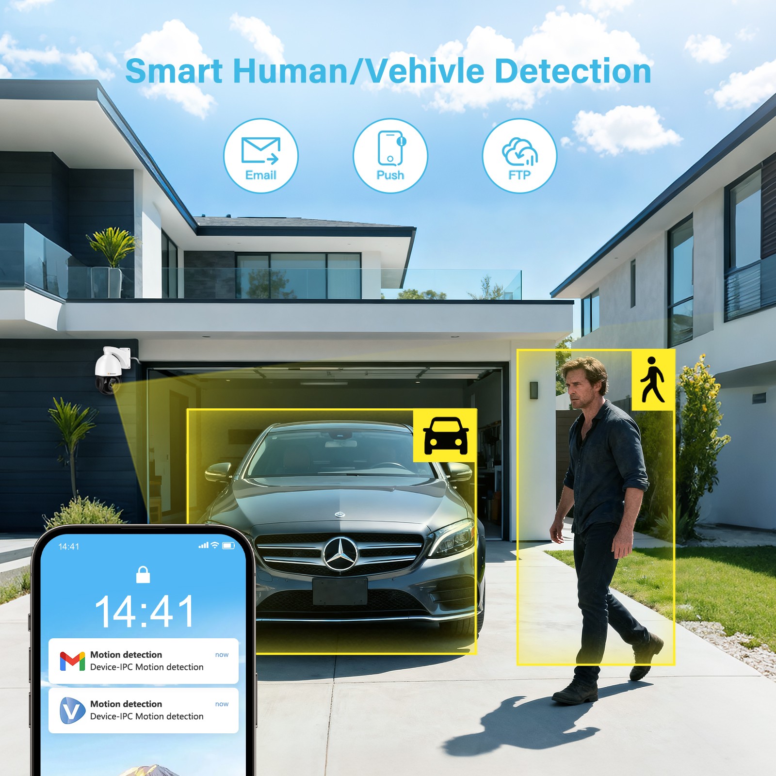 JENNOV Outdoor 4K 8MP Auto-Tracking PoE Security Camera 360° Coverage