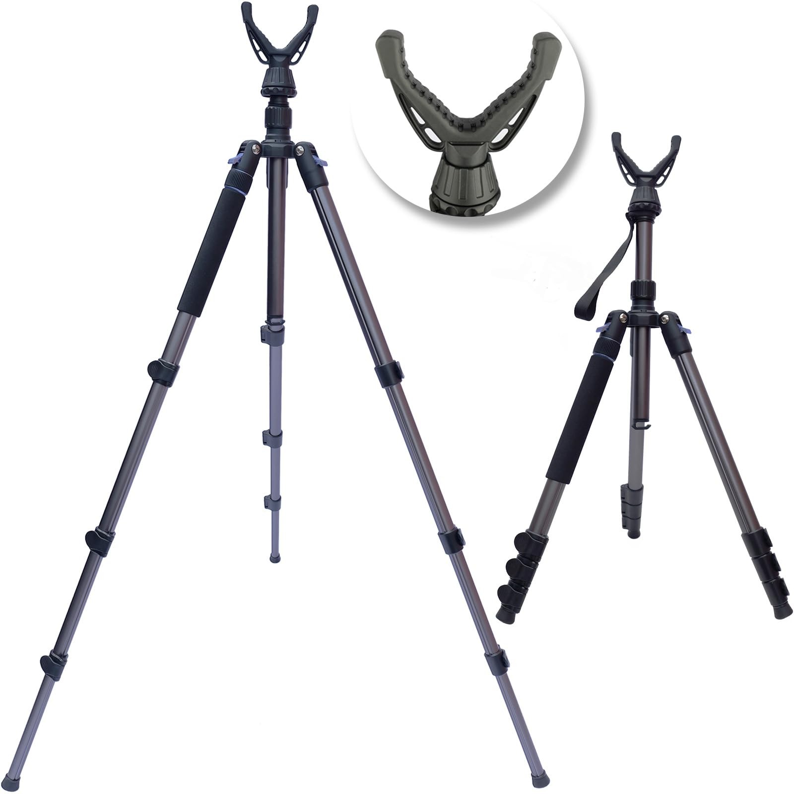 Adjustable Shooting Tripod for Rifles,Shooting Stick 16.9″-61″, Gradient Gray