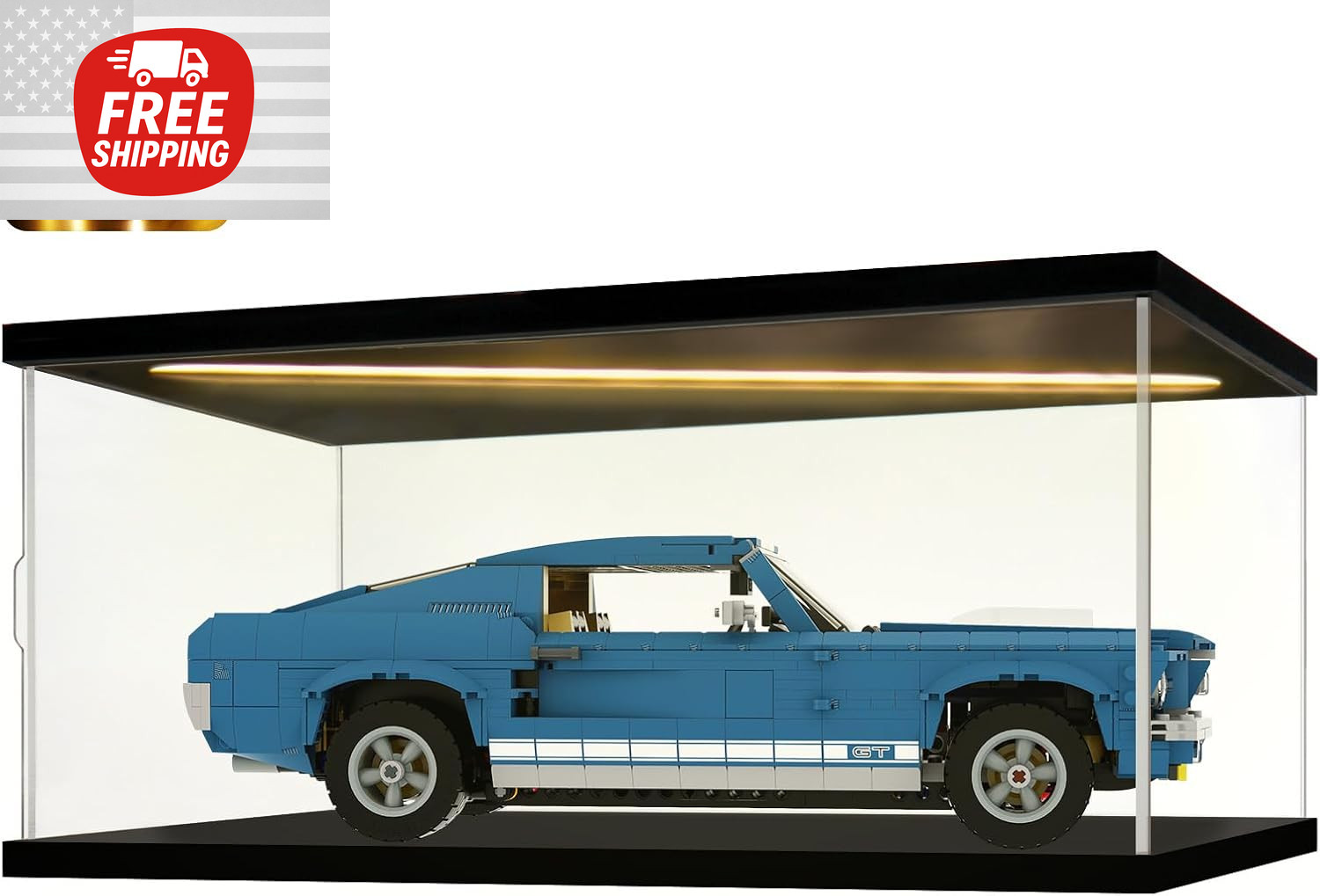 Car Display Case Acrylic LED Light 1/12 Clear Rack Model 1/18 Diecast Door Box