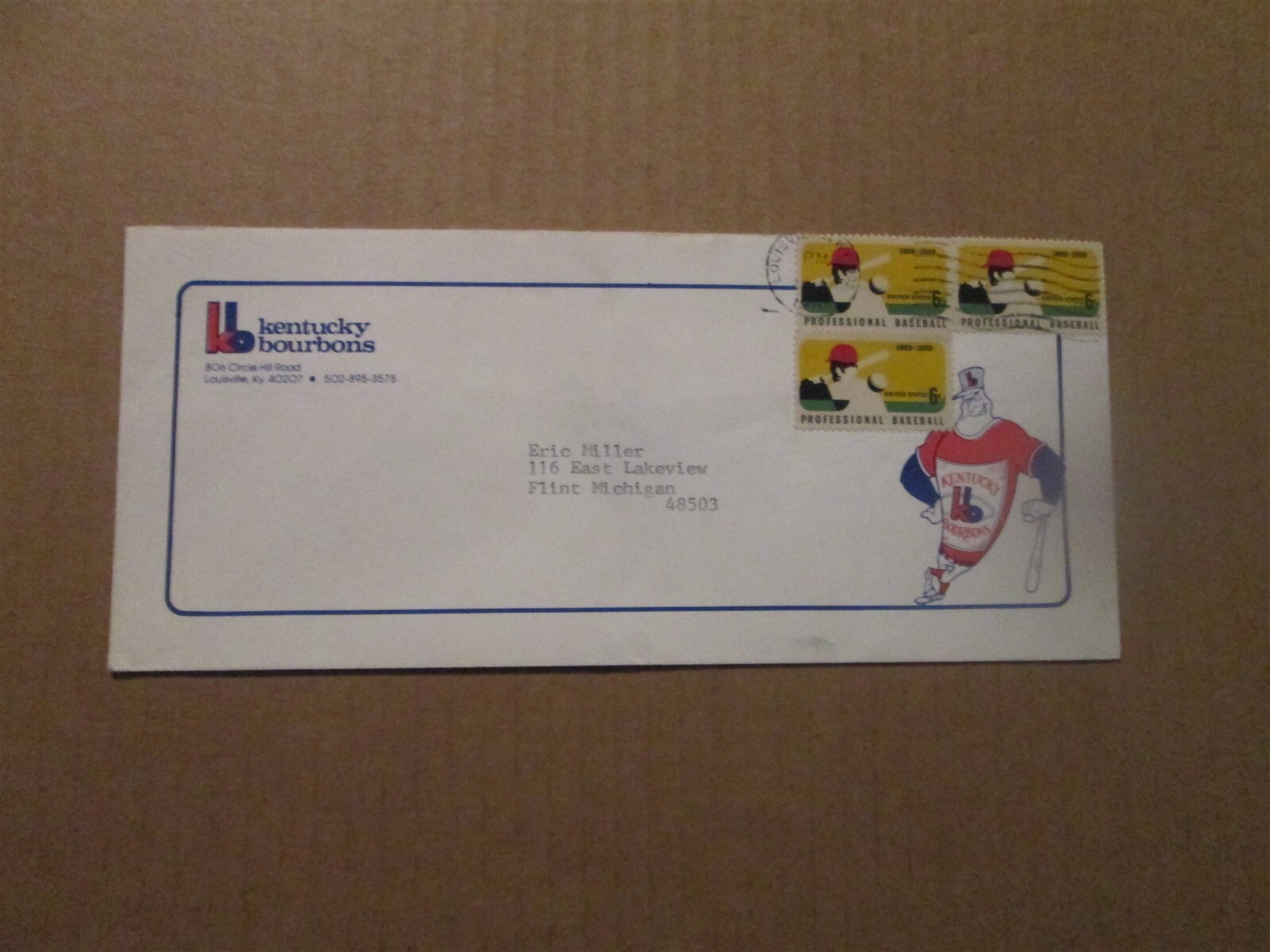 APSPL Kentucky Bourbons Vintage Defunct Dated 1980 Team Logo Business Envelope