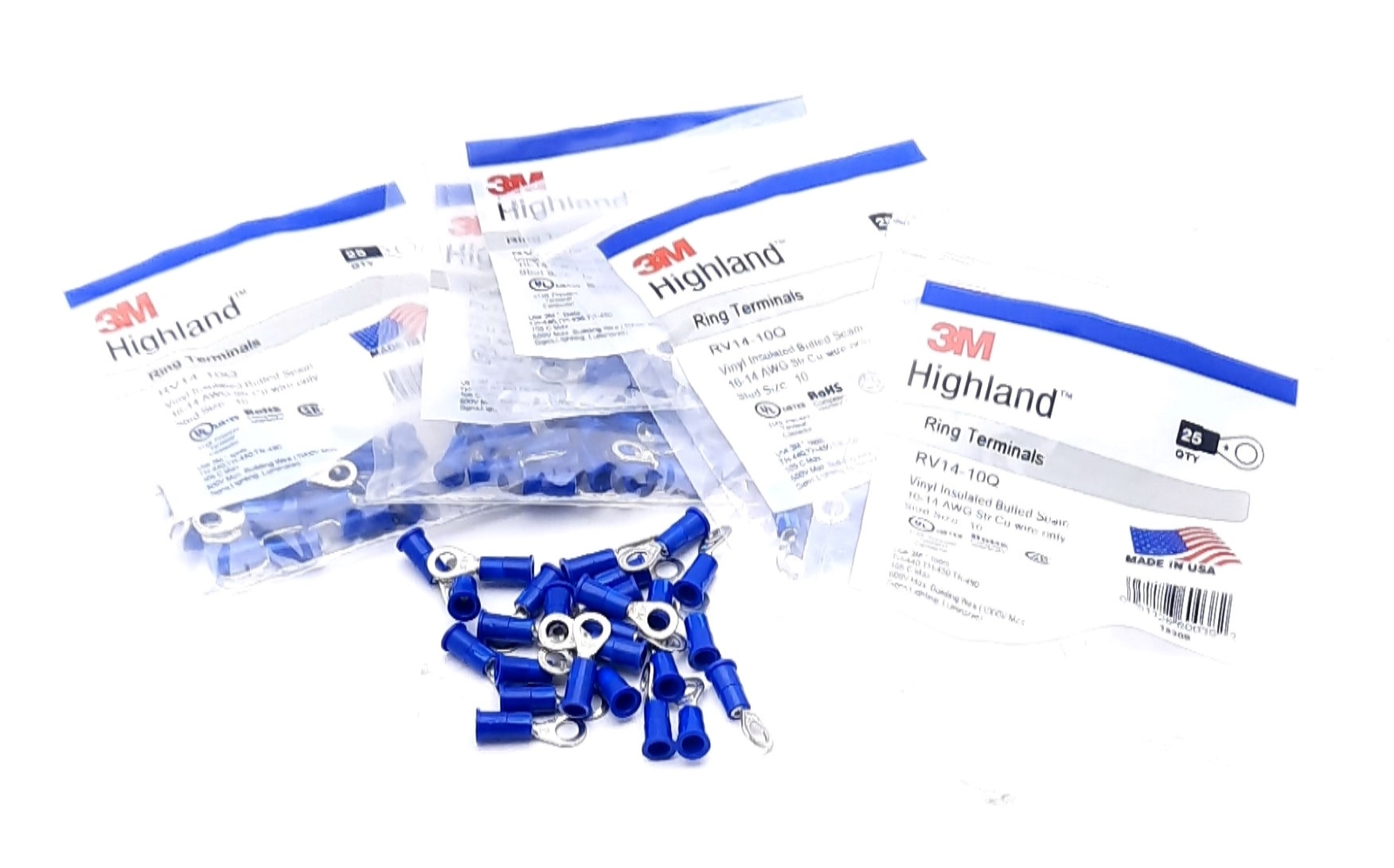 Lot 150 3M Highland RV14-10Q Vinyl Insulated Ring Terminal 16-14AWG