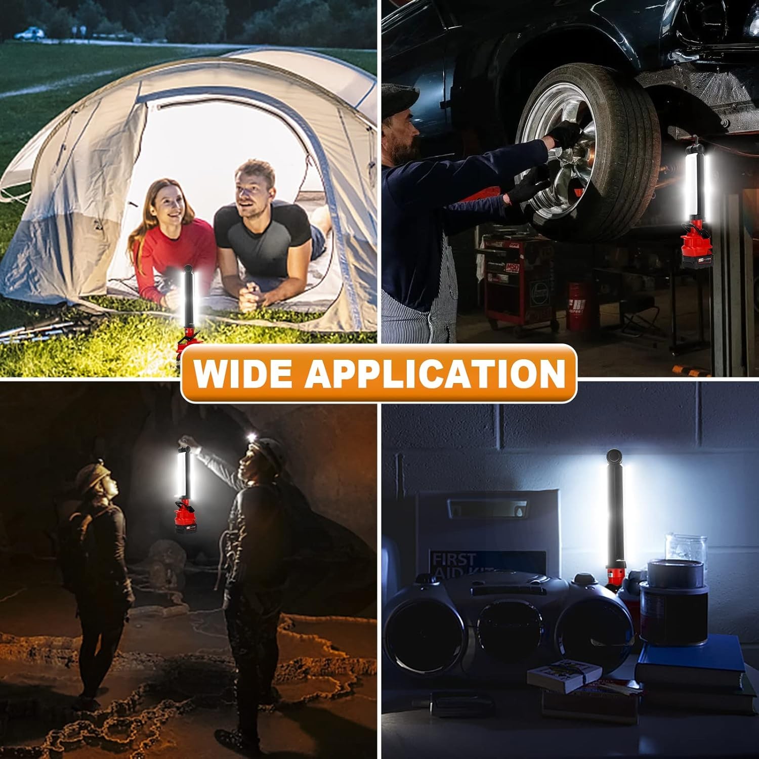 Clip-on Cordless Handheld LED Work Light Flashlight for Milwaukee 18V Battery