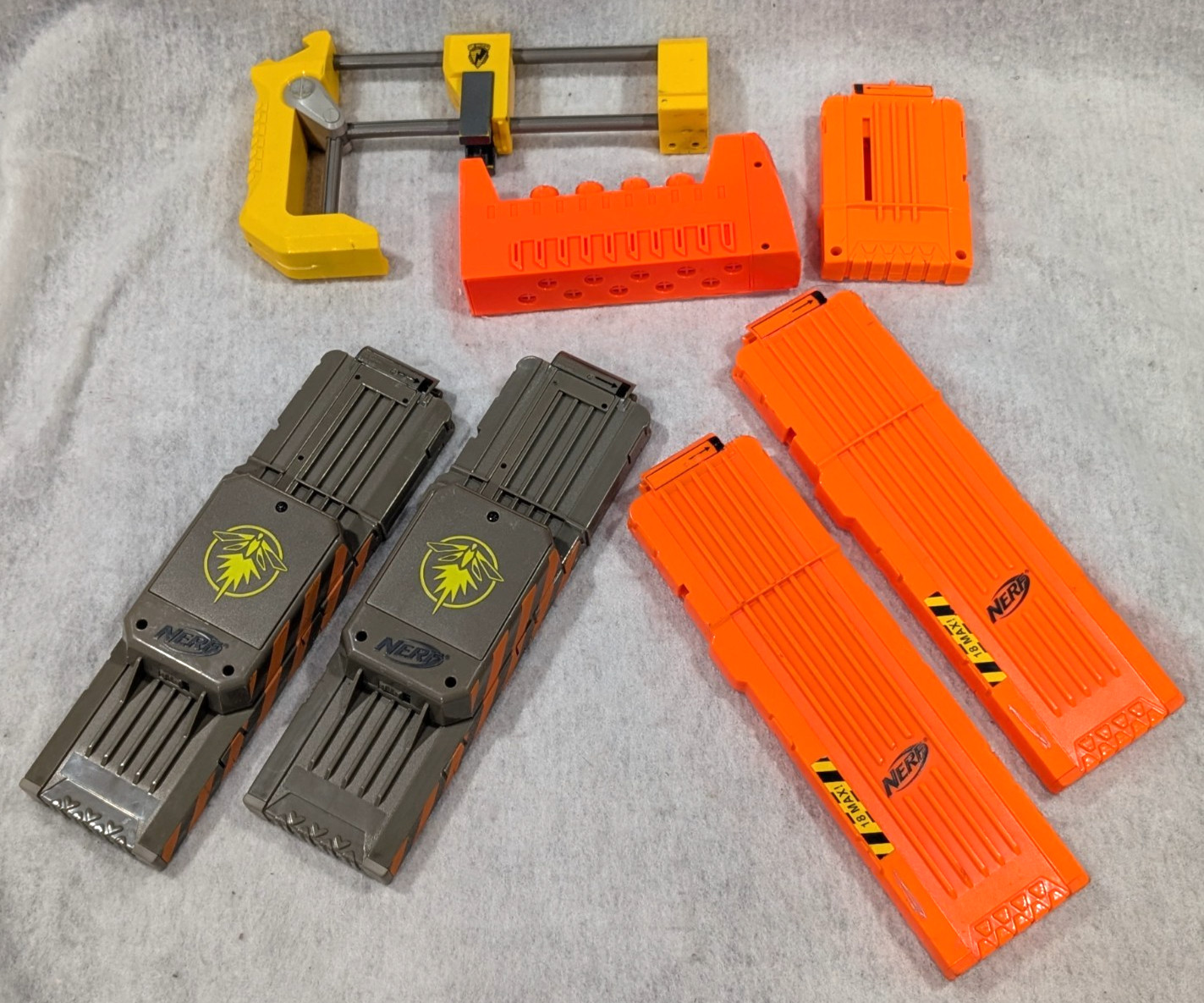 Nerf Magazine/Clip/Mag and Accessory Lot - CS-6 Shoulder Stock 18 Round Light Up