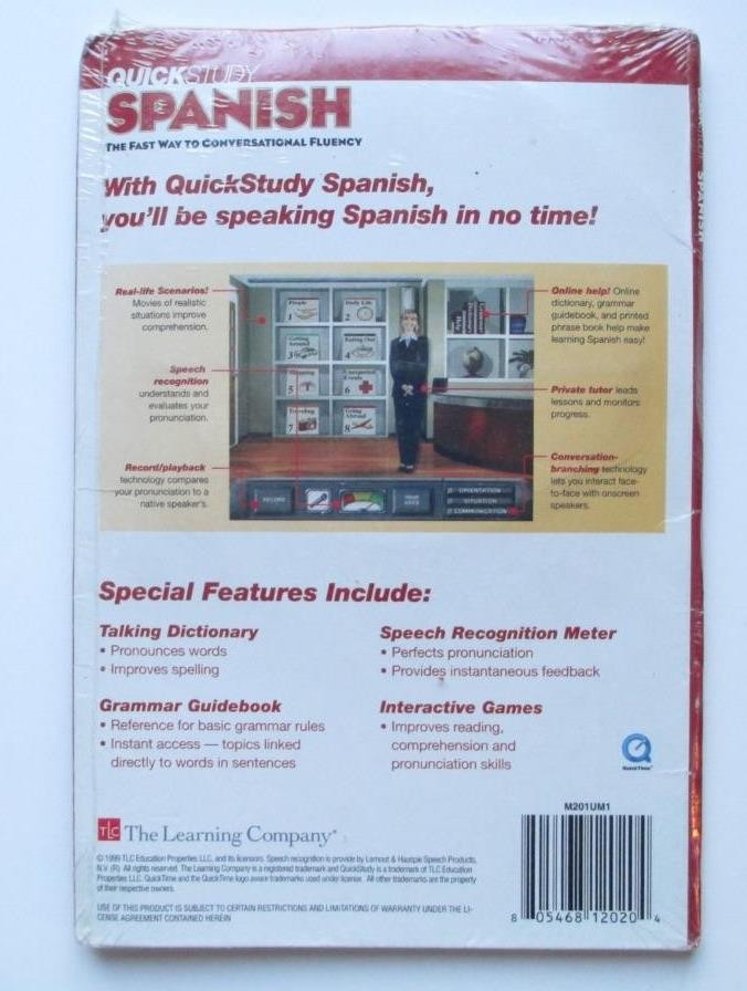 Quick Study Spanish (3 CDs 1999) The Fast Way To Conversational Fluency; 4 Steps