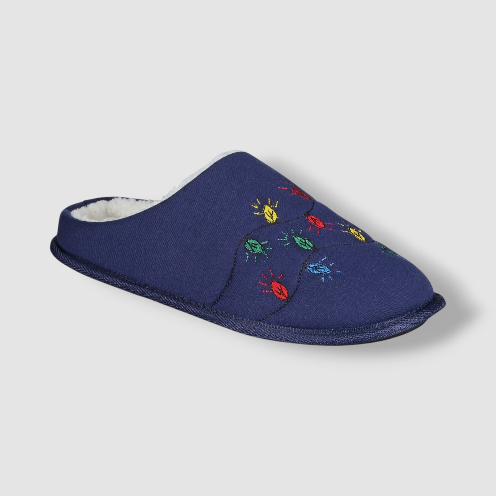 Club Room Men's Blue Holiday Lights Slippers Shoes Size 10-11/L