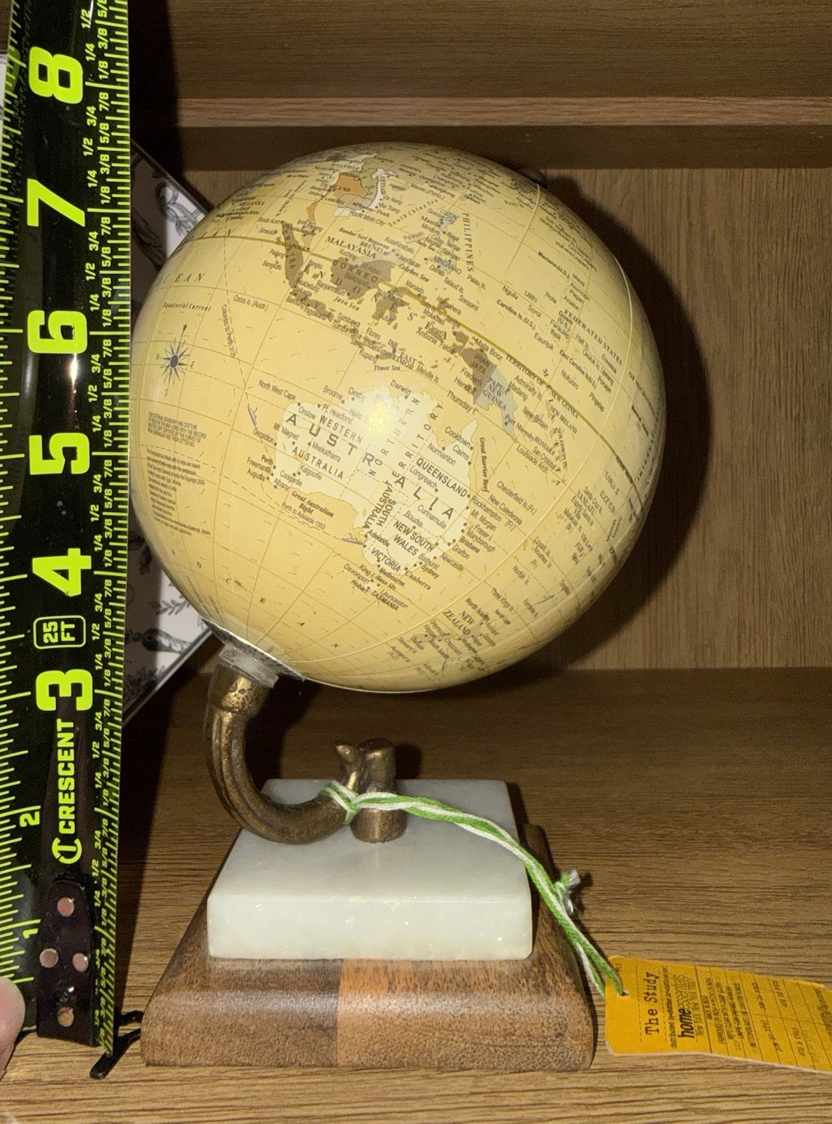 Home Essentials The Study Rotating Tabletop World Globe Wood Base