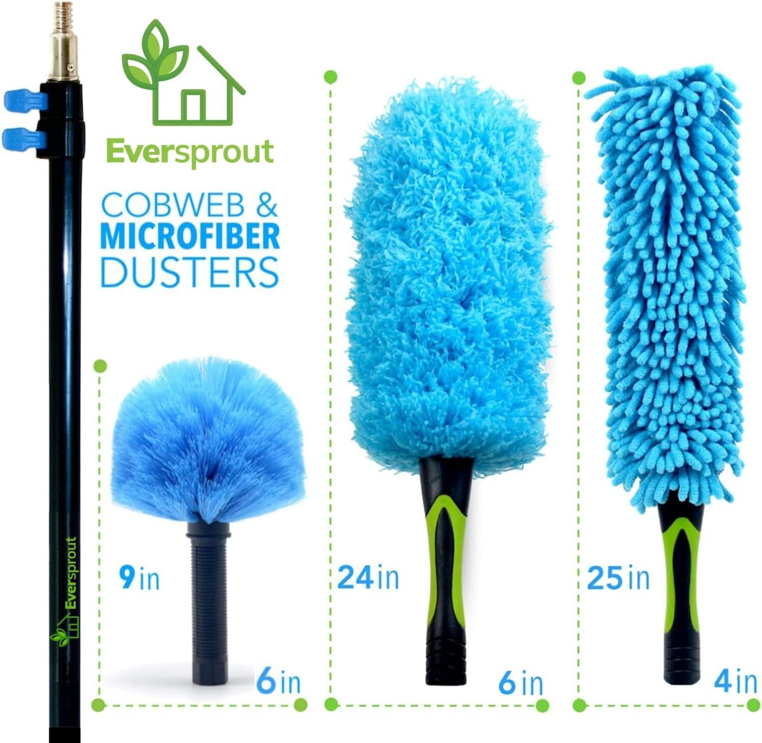 Hand-Packaged 3-Pack Duster Collection with Extension Pole – Dusting Made Easy