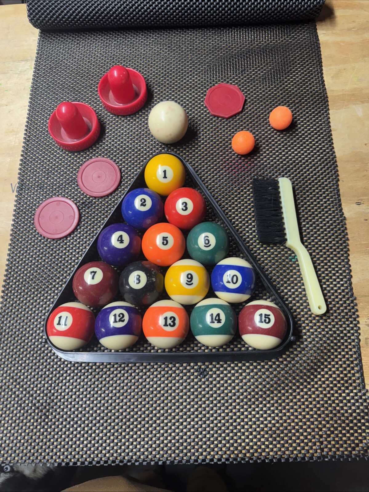 Complete Vintage Set of BILLIARD BALLS & CUE BALL + Other Gaming Equipment  L@@K