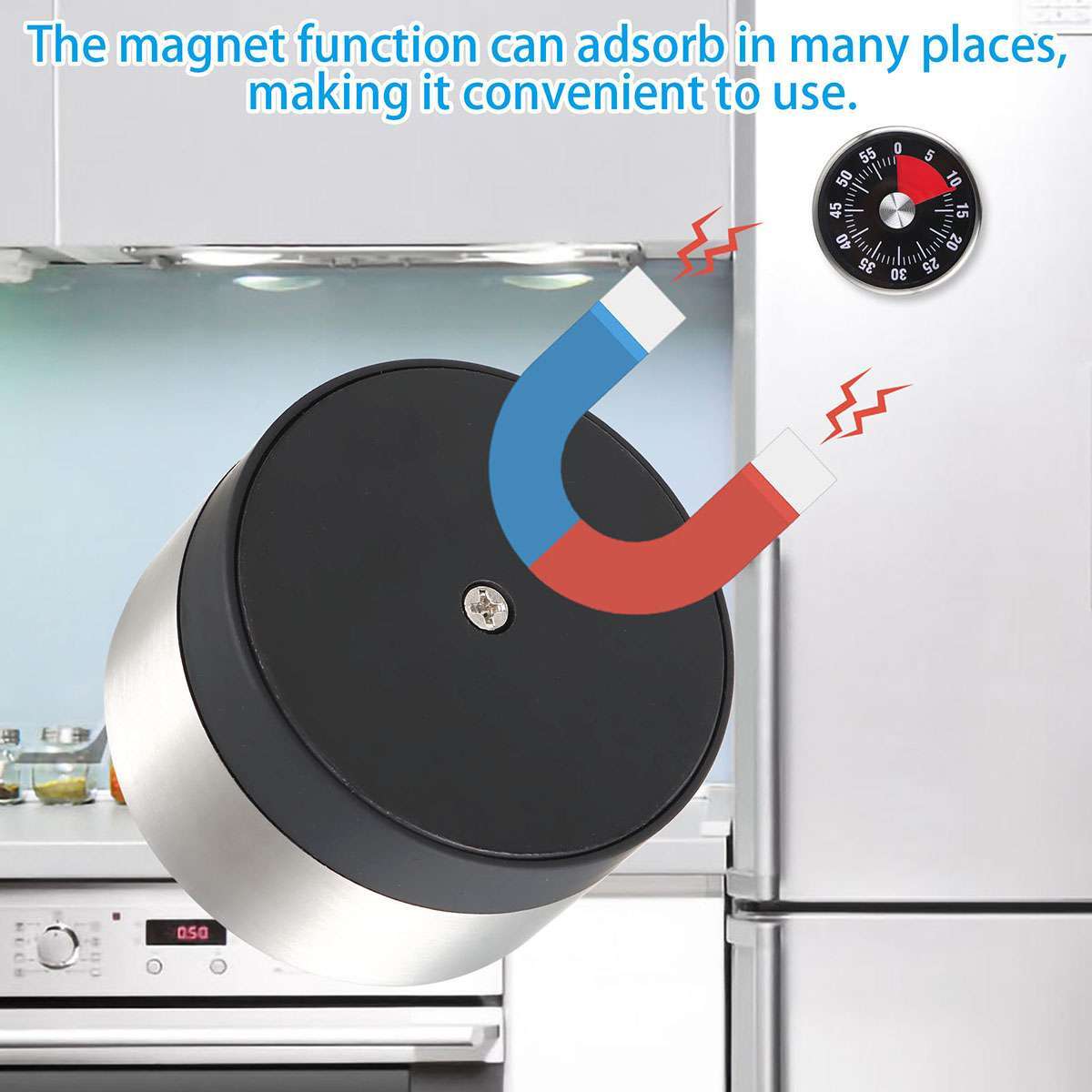 Mechanical Kitchen Timer 60min Countdown Cooking Wind Up Visual Alarm Reminder