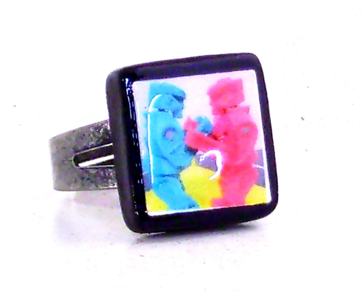 Rockem Sockem Robots Ring Adjustable Handmade Retro Pop Culture Robot Jewelry