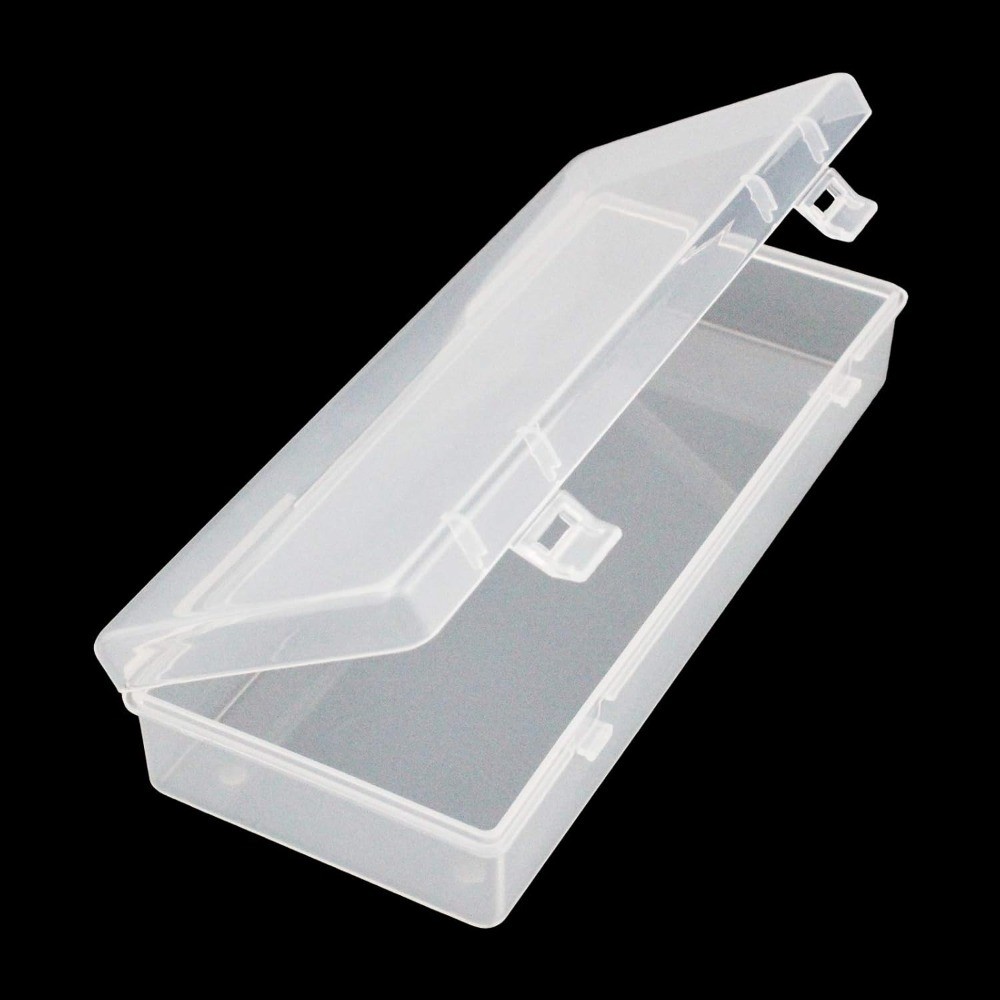 6 Pack Clear Plastic Storage Containers with Hinged Lids for Beads Crafts