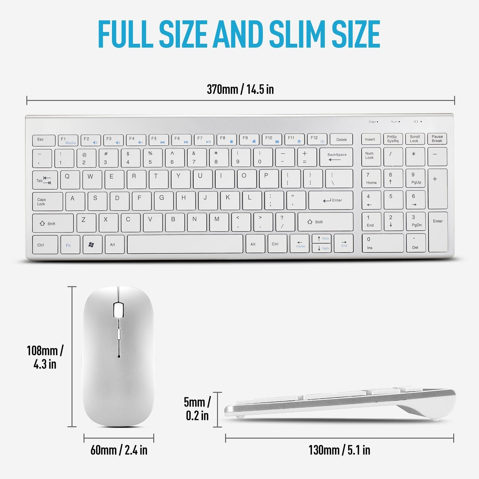 Wireless Keyboard and Mouse Combo, Compact Quiet Wireless Keyboard and Mouse ...