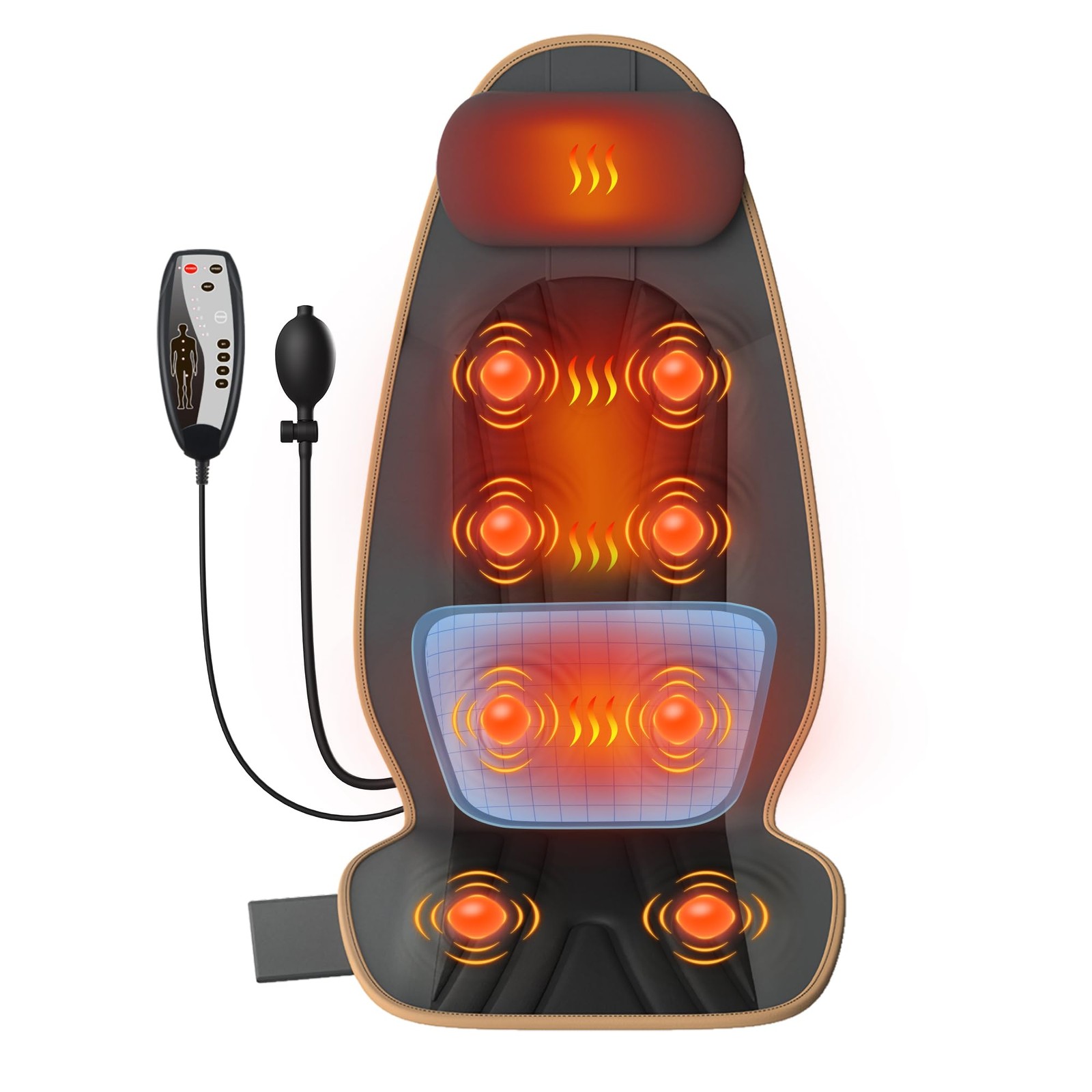 SLOTHMORE Back Massager for Chair with Heat, Vibrating Massage Large, Grey