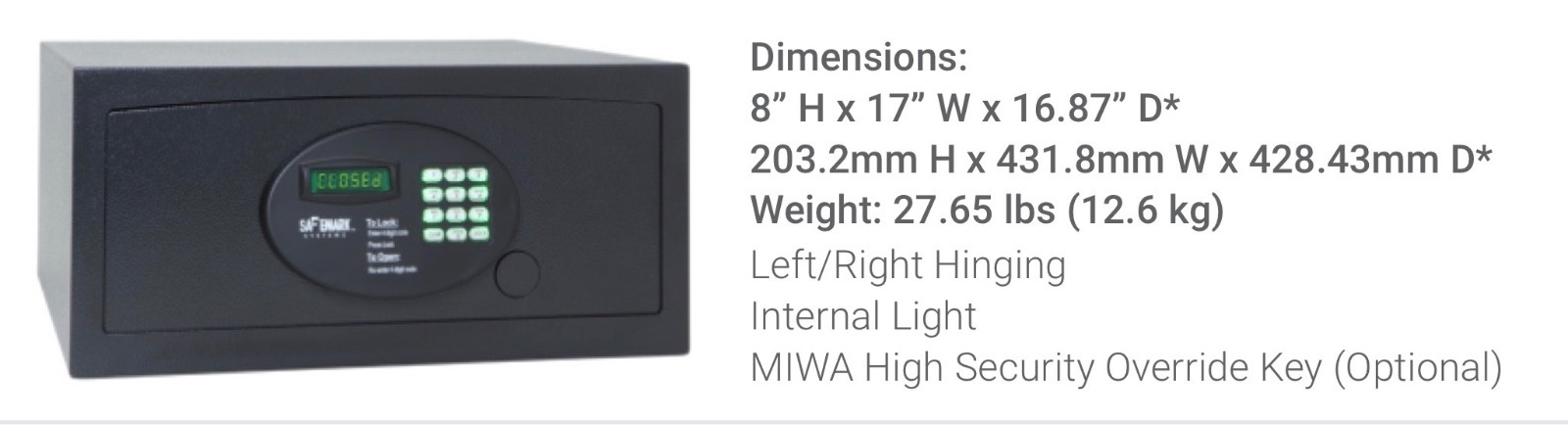 Safemark digital wall safe used