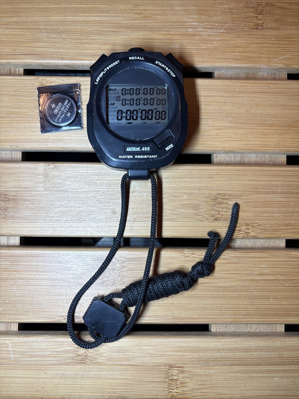 Ultrak 495 100 Lap Split Memory Stopwatch Black W/New Battery