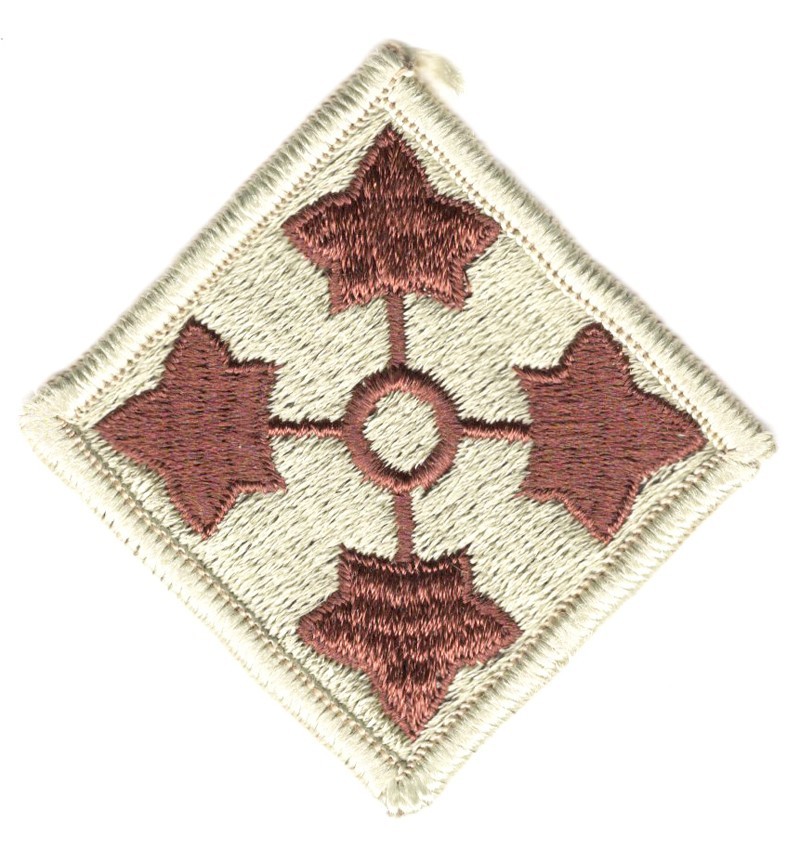 Army Patch:  4th Infantry Division - tan, merrowed edge
