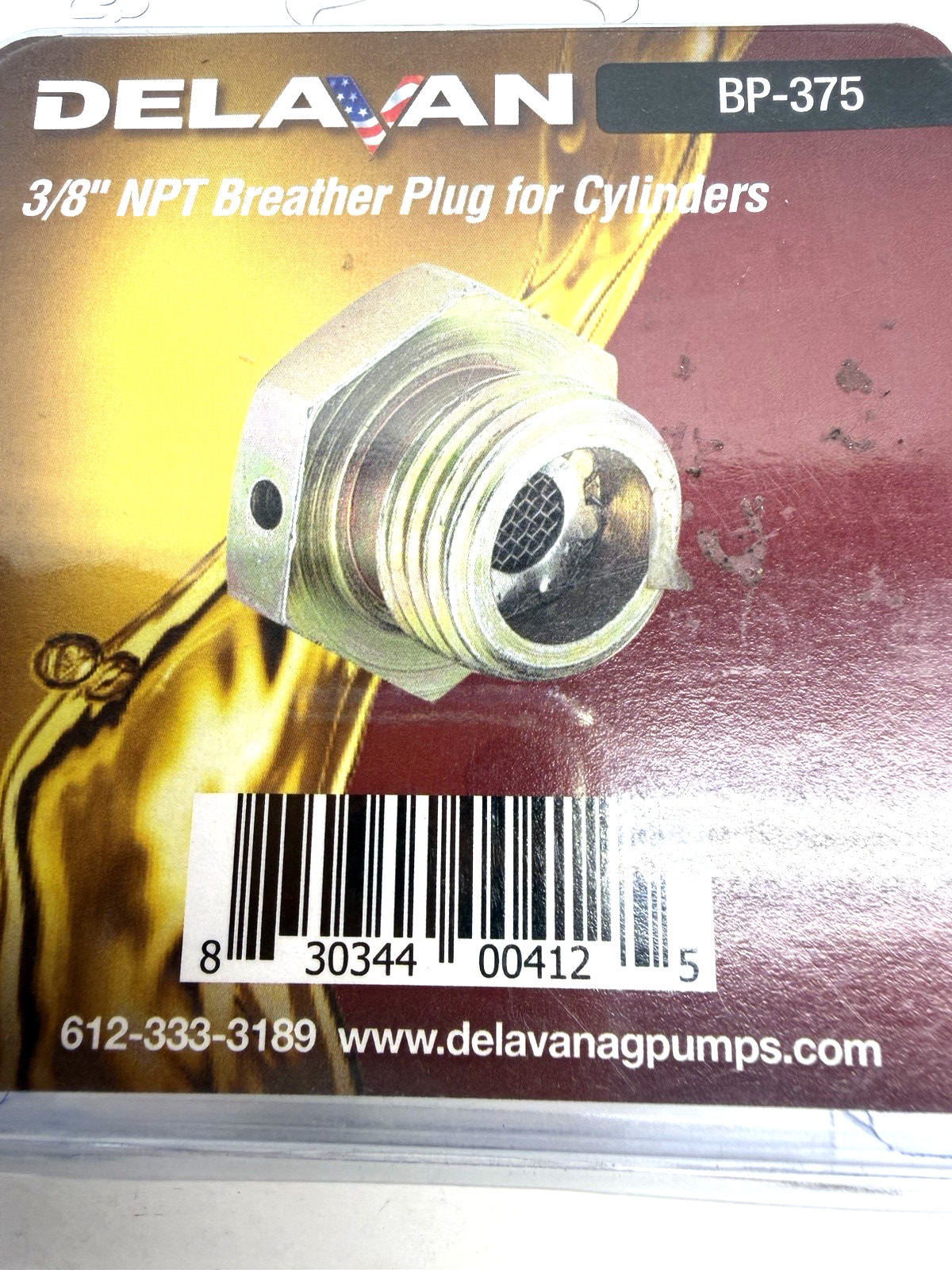 Delavan BP-375 3/8" NPT Breather Plug For Cylinders