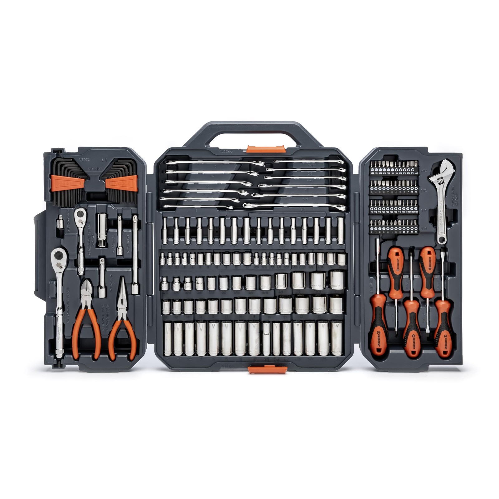 Crescent 180 Piece Professional Tool Set in Storage Case 180 Piece, Grey