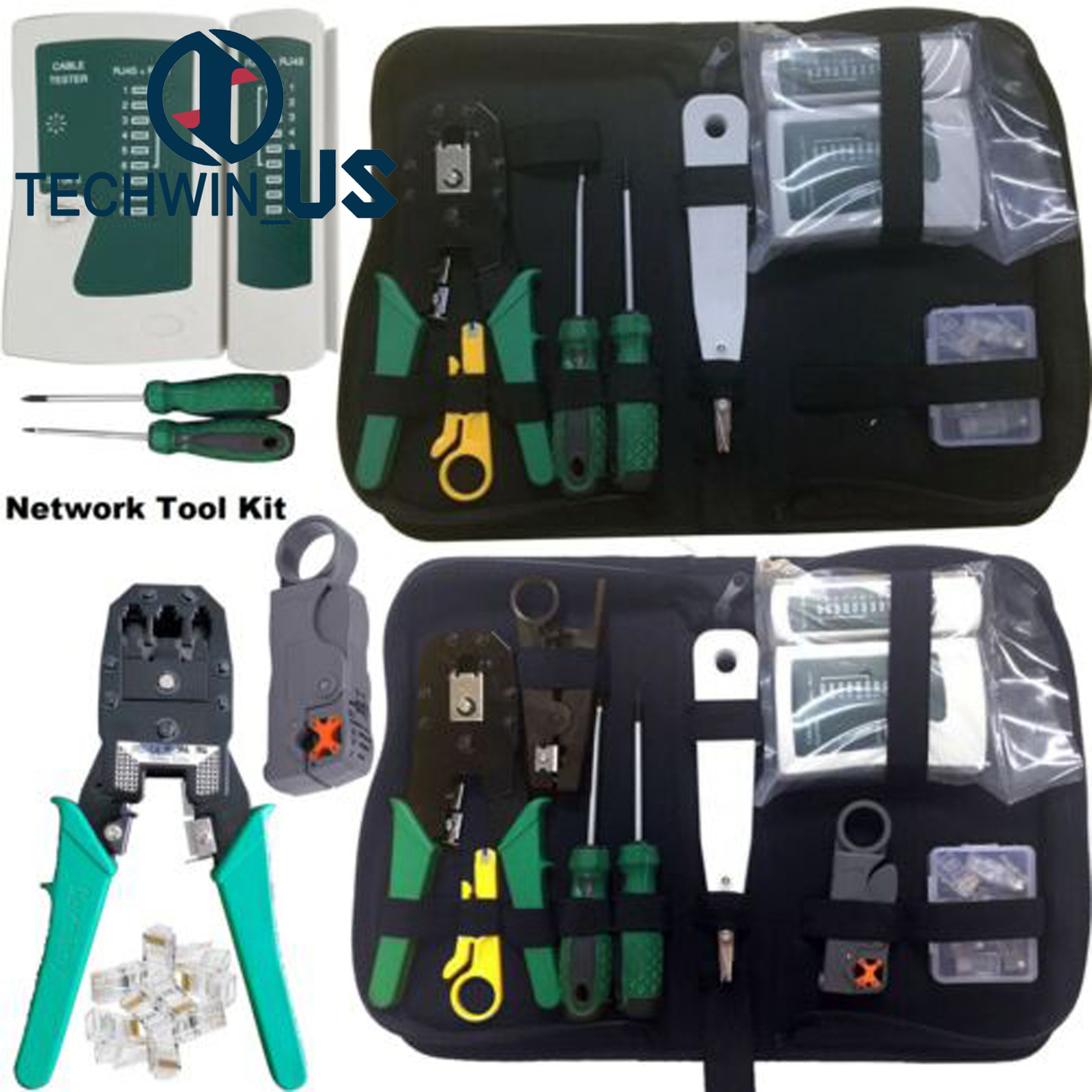 Rj45 Crimping Tool Kit Set For CAT5/CAT6 Lan Cable Tester Network Repair Tools