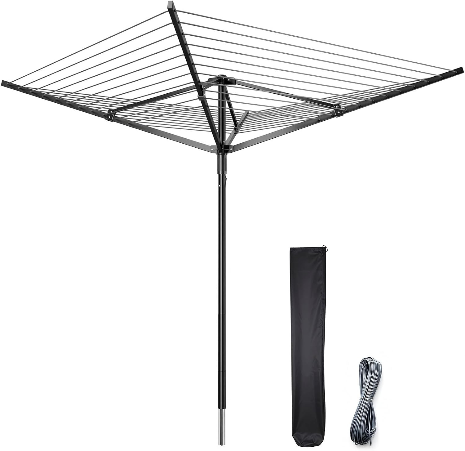 Enayplon 4-Arm Umbrella Clothes Drying Rack, 164 FT Rotary Outdoor Clothesline,