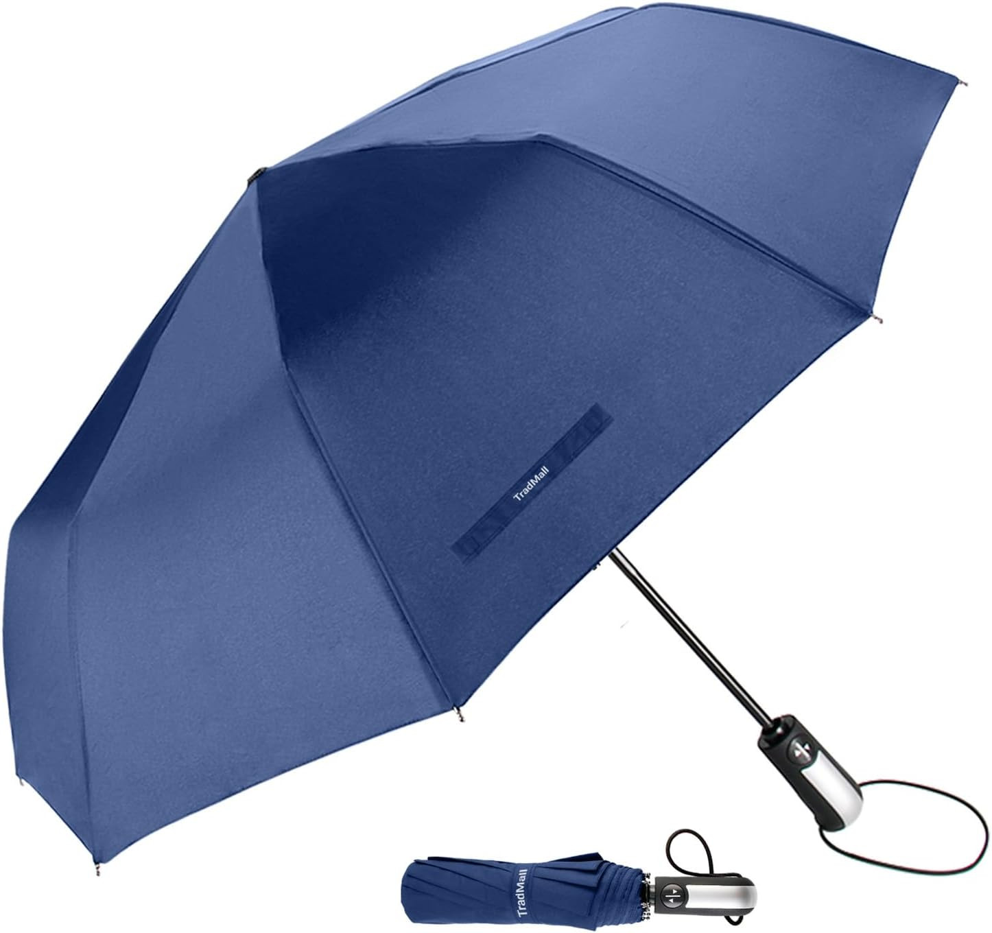 Tradmall Travel Umbrella Windproof 46 Inches Canopy, Navy Blue | 10 Reinforced