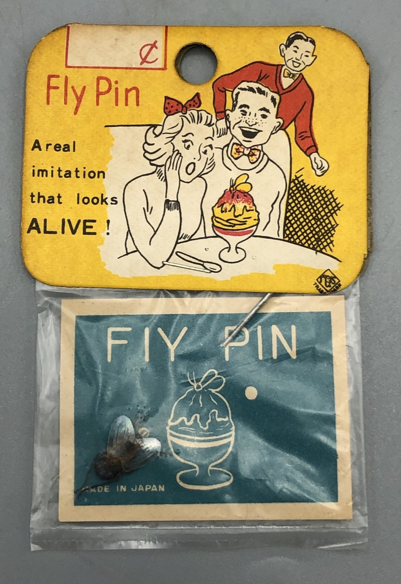 Imitation Fly Pin Gag Trick Japan 1940s Vintage Original Packaging Novelty