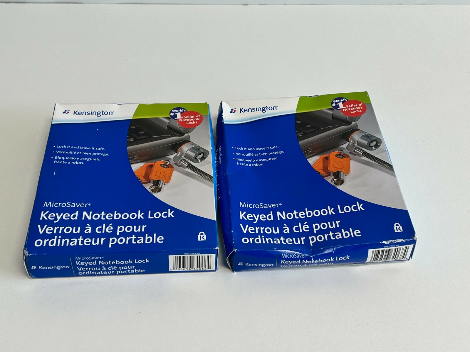 PP12:  2x Kensington MicroSaver Notebook Security Cable W Key Lock #906-2592-02