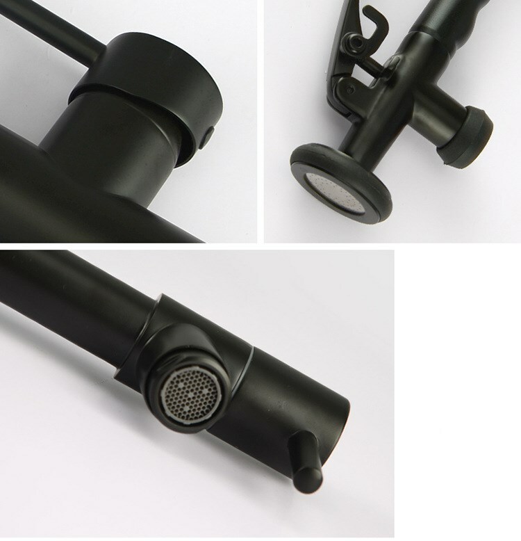 Brass Kitchen Faucet Pull Out/Down Kitchen Sink Water Tap Single Handle Black