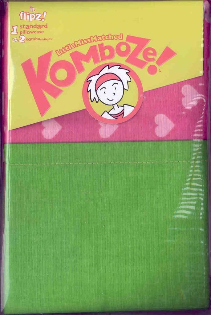 Little Miss Matched Komboze Flipz Reversible KOOKY HEARTS STRIPES PillowCase NIP