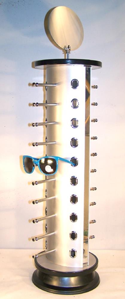 TALL 26 INCH SILVER SPIN AROUND 20 PAIR SUNGLASS DISPLAY RACK eyewaear holder