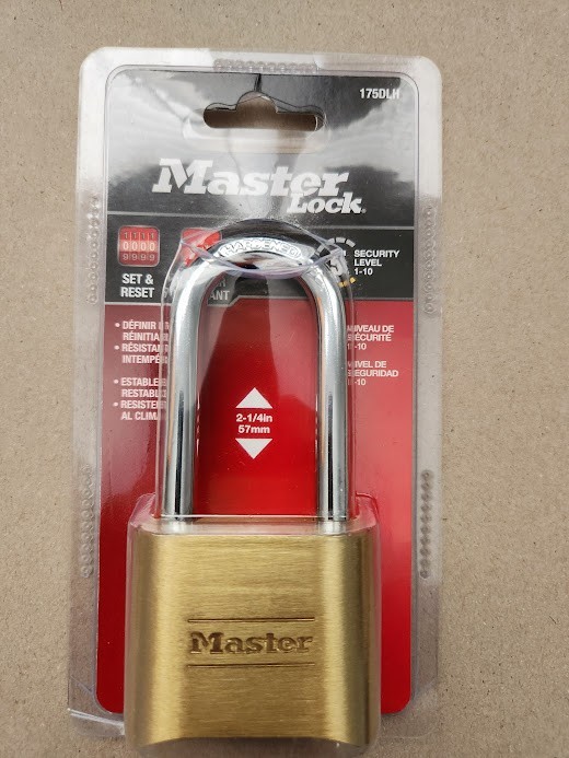 Master Lock 175DLH Combination Brass Padlock 4 Digit Resettable Brand New