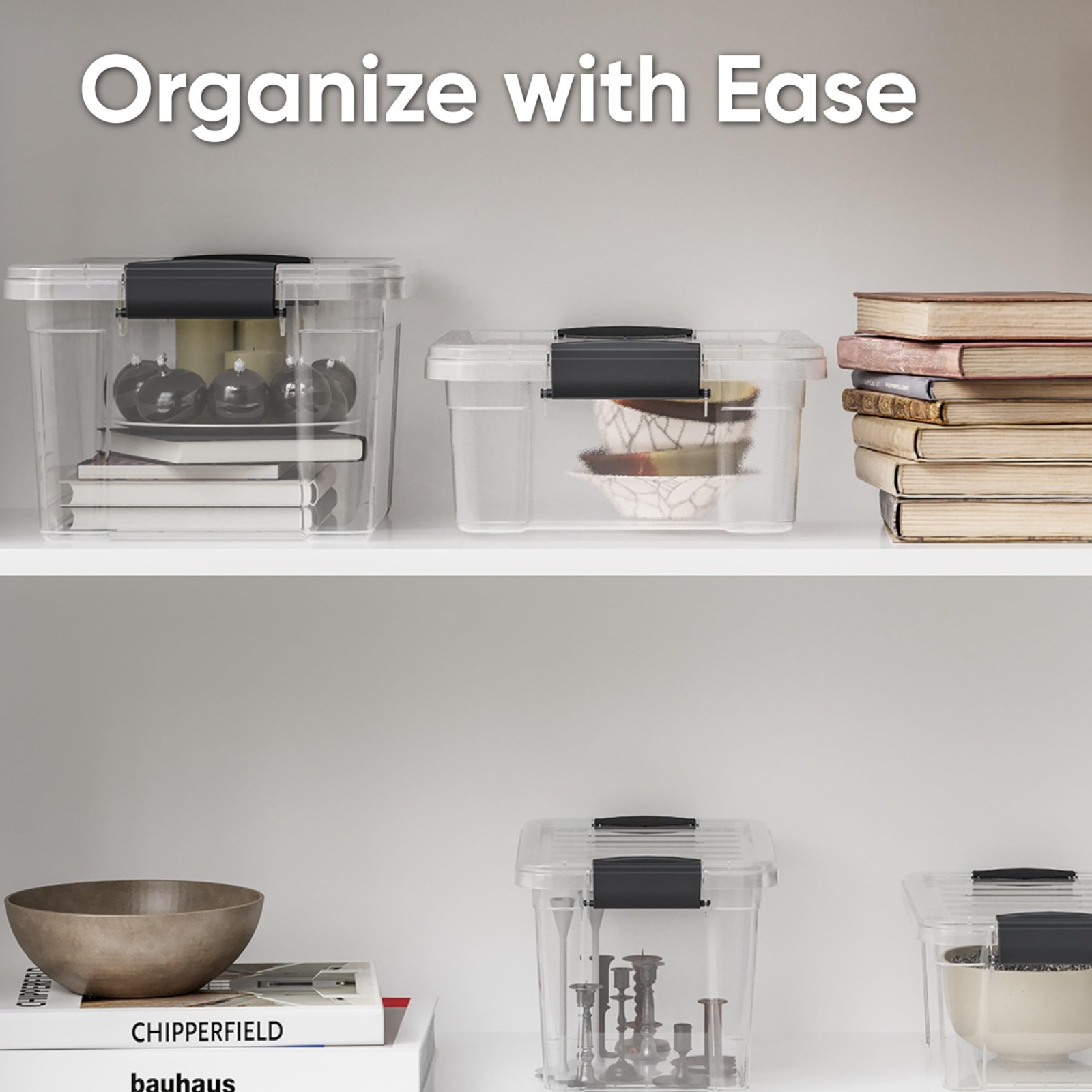 Superio Clear Storage Box with Lid, 13.7 Qt Stackable Plastic Organizer Bin