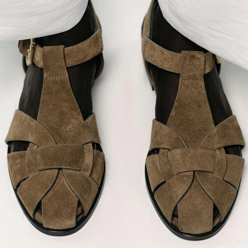 NEW ZARA split leather fisherman sandal 2538 size 7.5