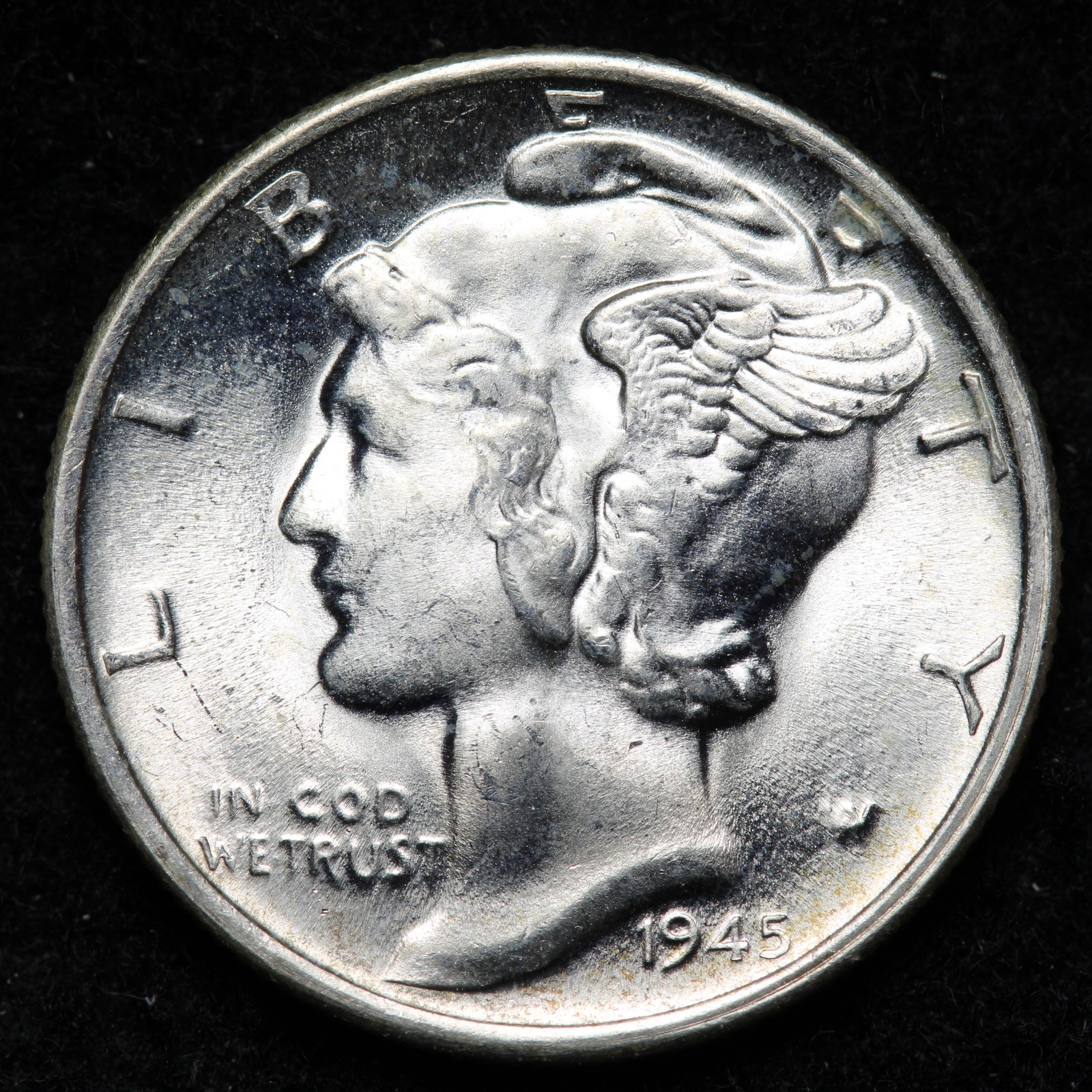 1945-S Mercury Silver Dime GEM BU *UNCIRCULATED* MS FSB FULL BANDS E315 KANM
