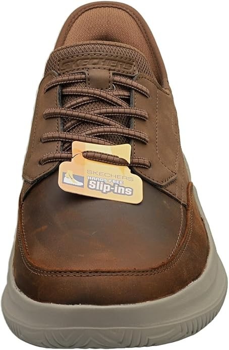 Skechers Shoes Men Slip Ins Comfort Walk Brown Memory Foam Leather Loafer 205211
